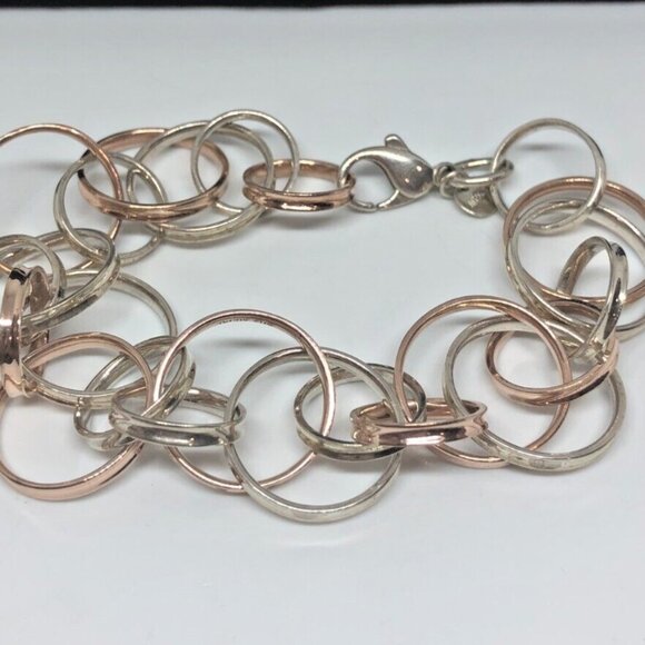 Tiffany & Co. Silver Rubedo 1837 Interlocking Circle Bracelet 8.5" - Picture 7 of 11